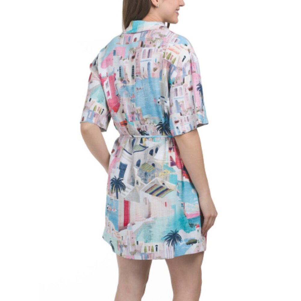 WHITE CLOSET Linen Blend Short Sleeve Mini Dress - Picture 2 of 8